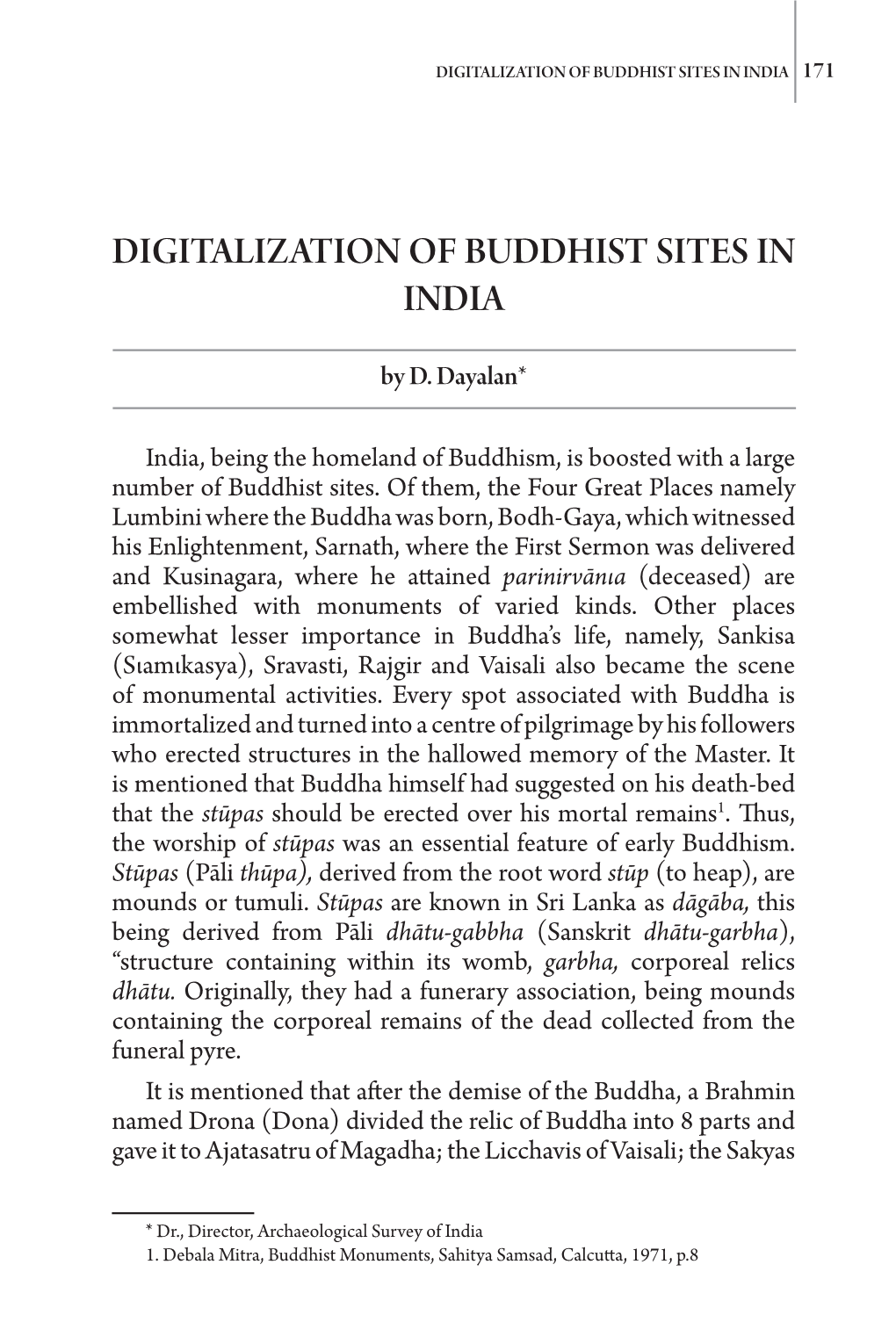 Digitalization of Buddhist Sites in India 171