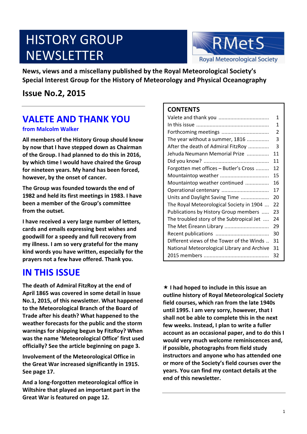 History Group Newsletter