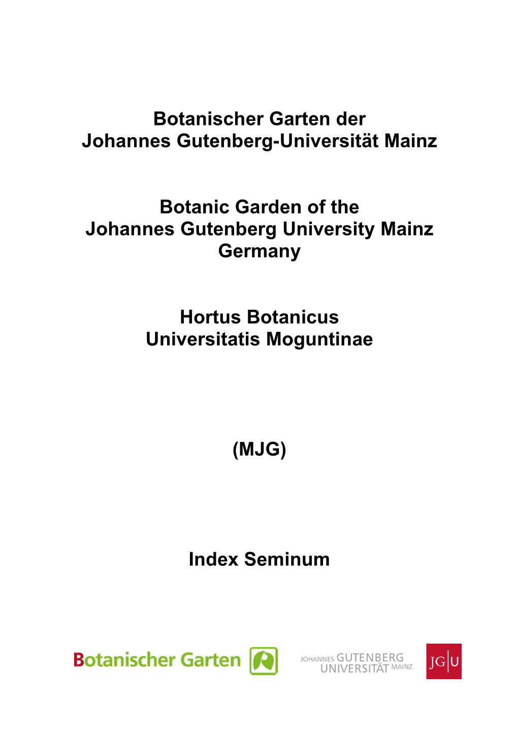 Seminum 2019 MJG Botanischer Garten Johannes Gutenberg