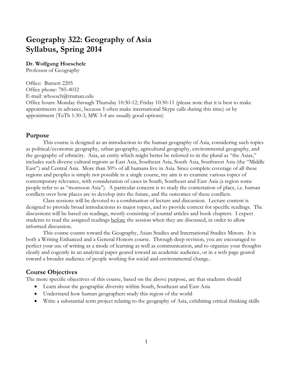 Geography of Asia Syllabus, Spring 2014