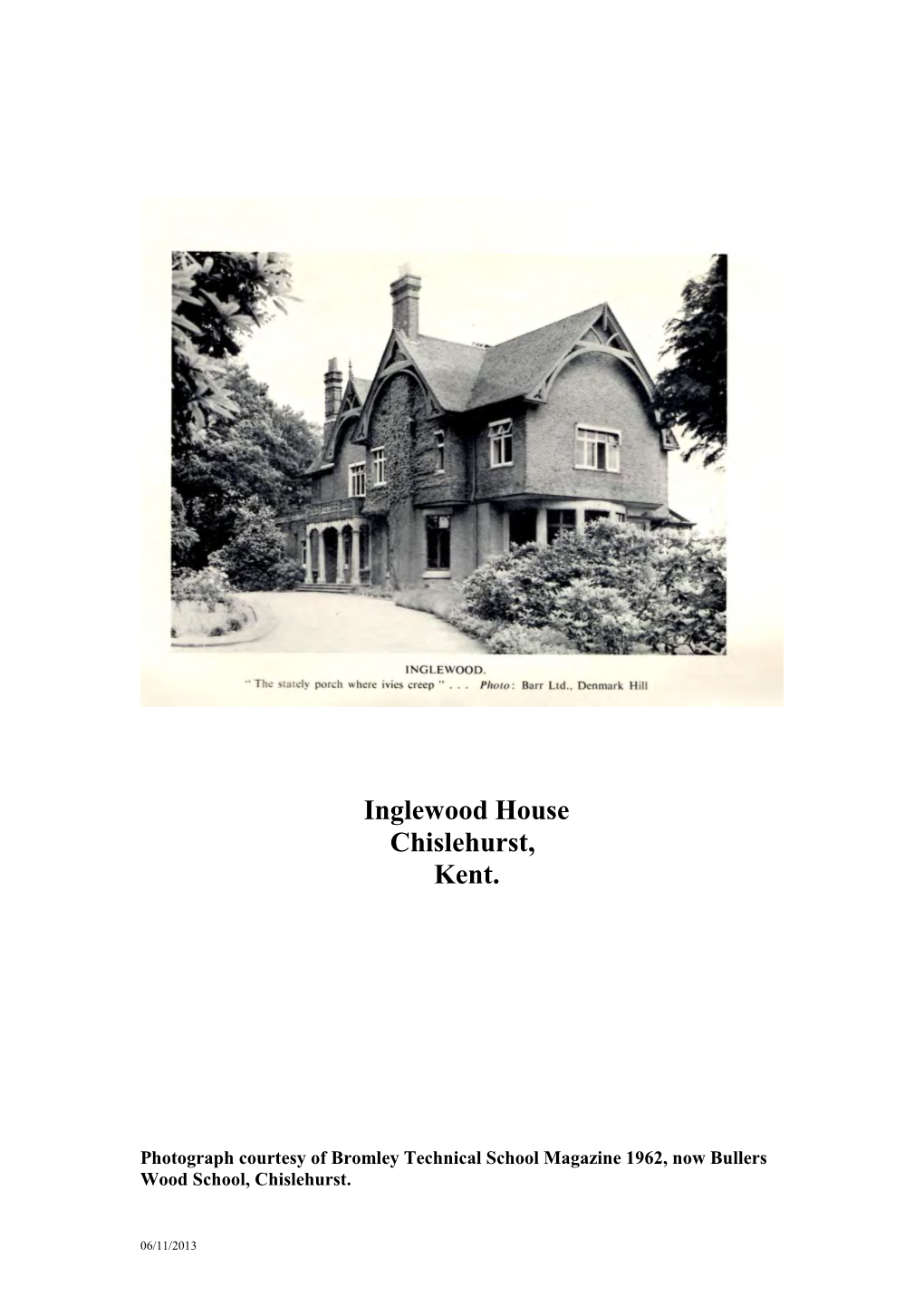 Inglewood House Chislehurst, Kent