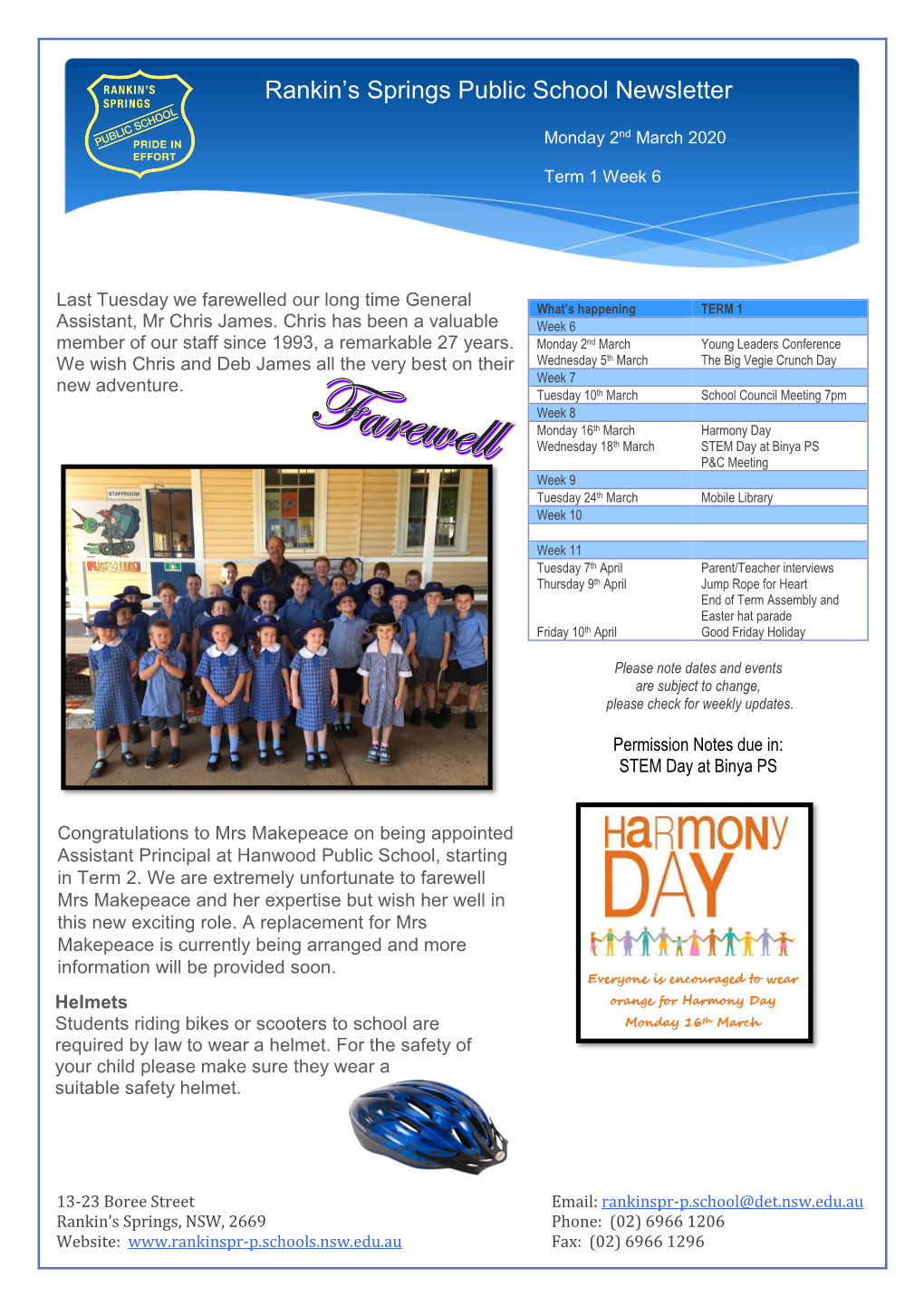 Rankin's Springs Public School Newsletter