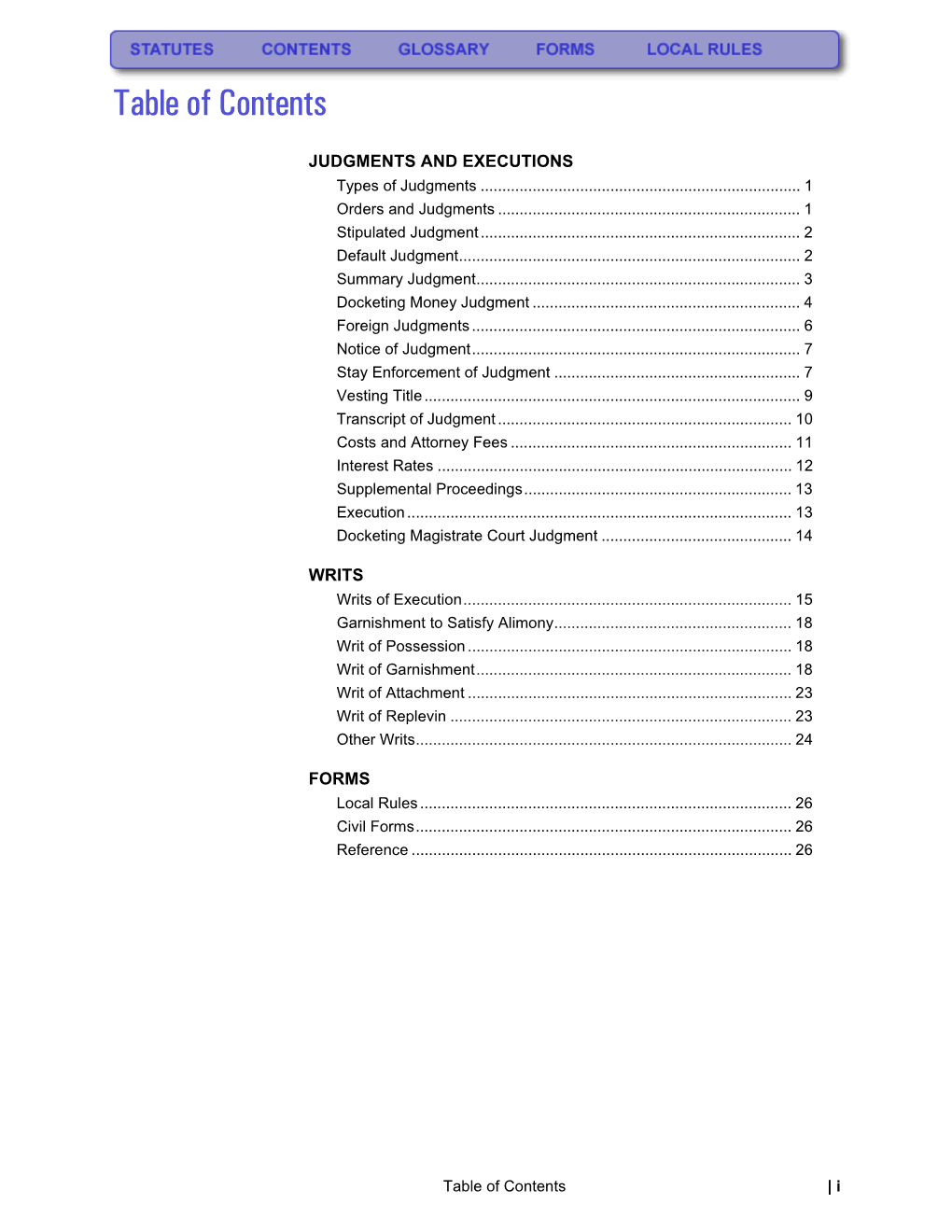 Table of Contents