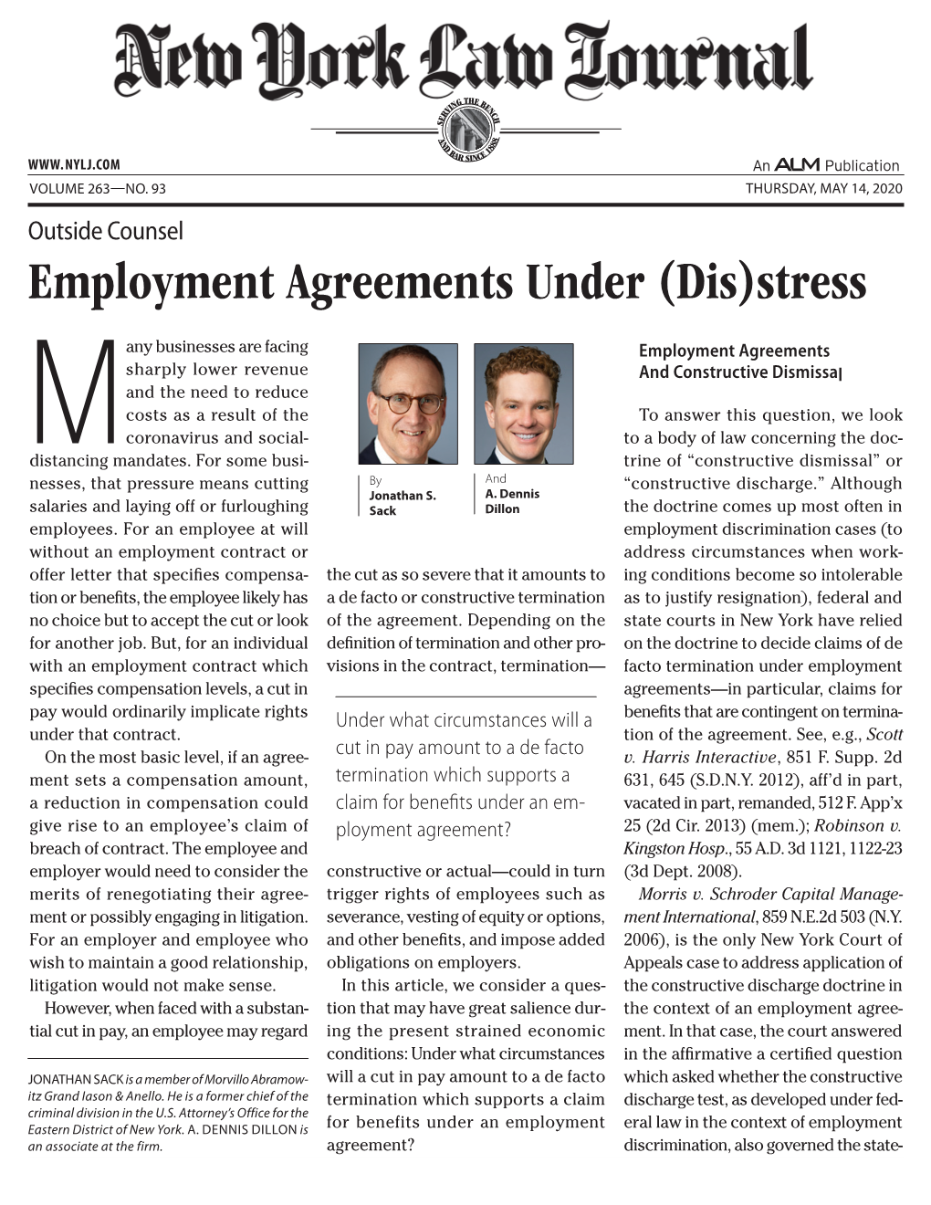 Employment Agreements Under (Dis)Stress