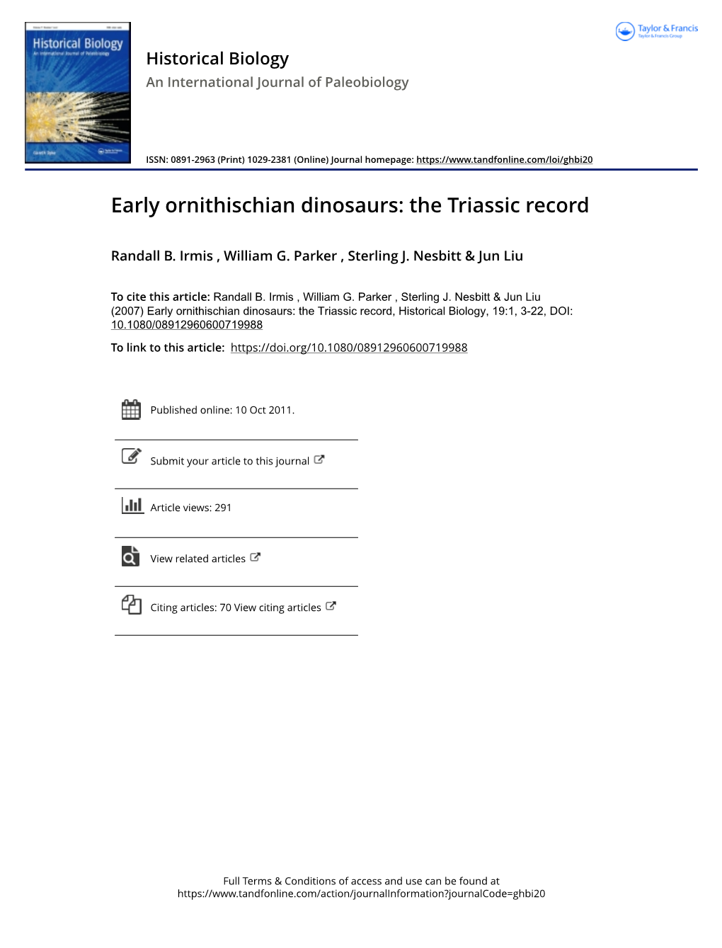 Early Ornithischian Dinosaurs: the Triassic Record