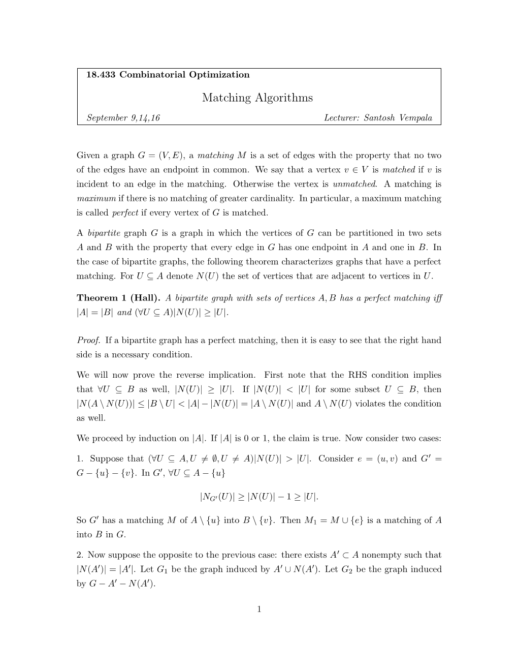 Matching Algorithms