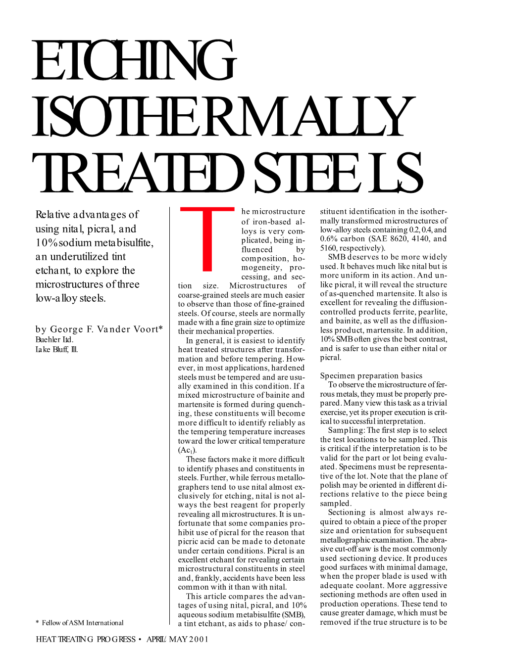 Etching Isothermally Treated Stee Ls