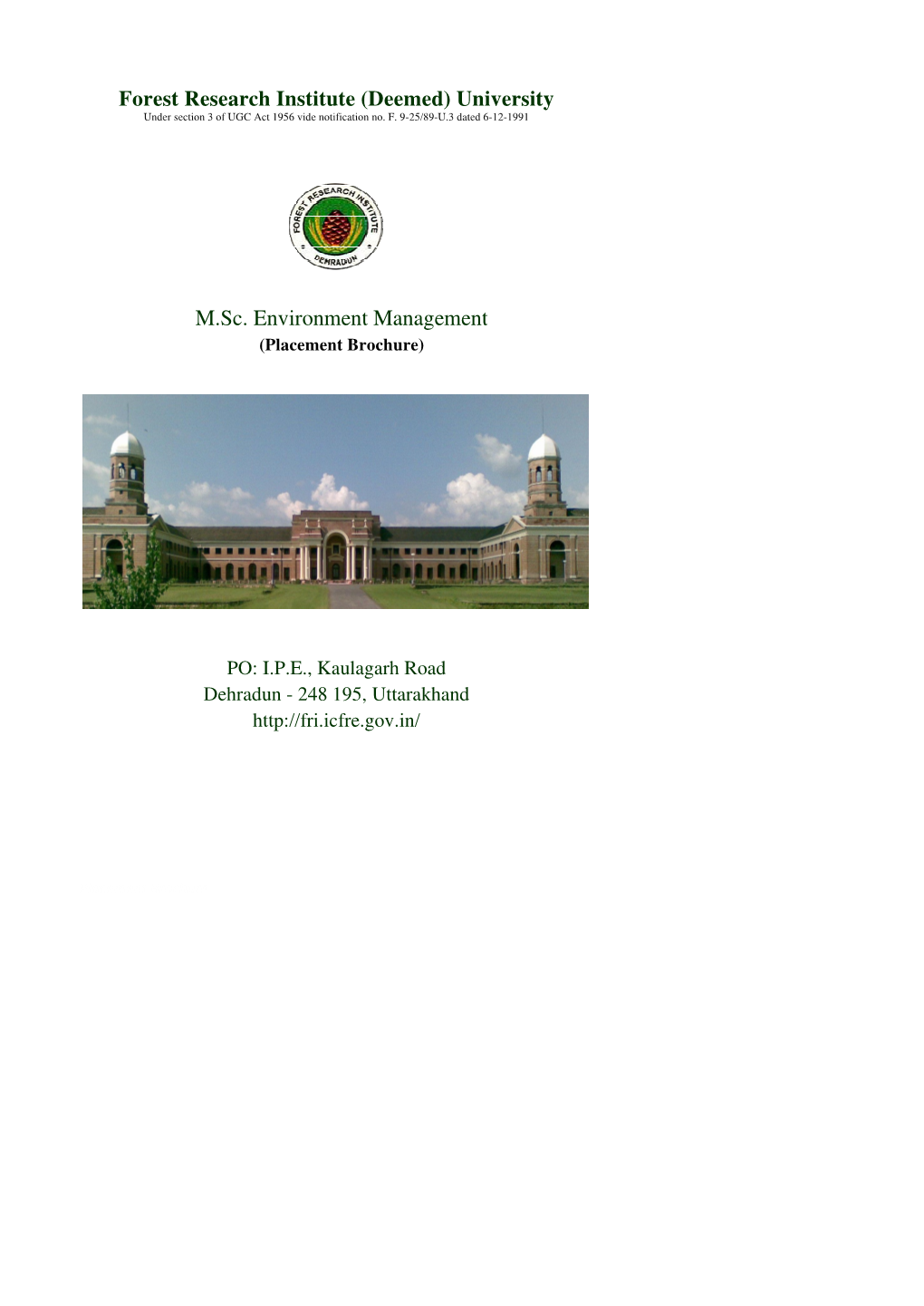 (Deemed) University Environment Management