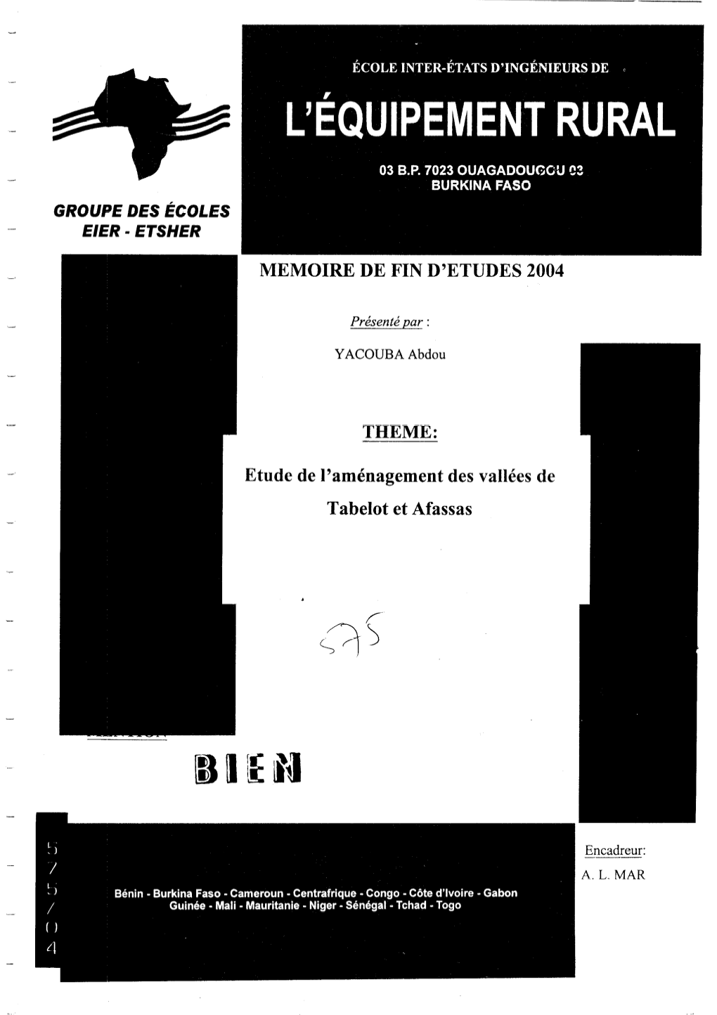 Etude De L'aménagement Des Vallées De Tabelot Et Afassas