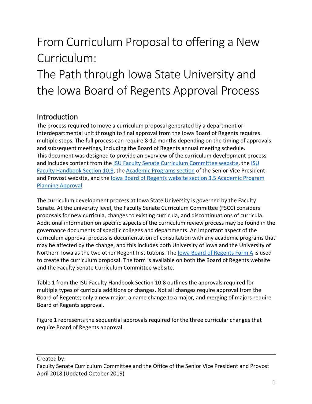 From Curriculum Proposal to Offering a New Curriculum: the Path Through Iowa State University and the Iowa Board of Regents Approval Process