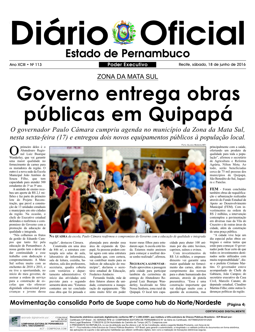 Governo Entrega Obras Públicas Em Quipapá
