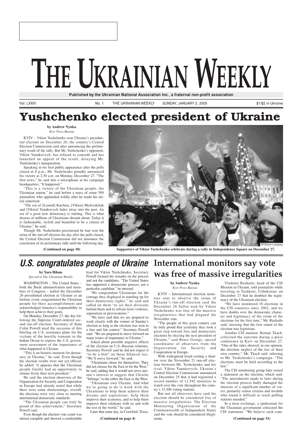 The Ukrainian Weekly 2005, No.1