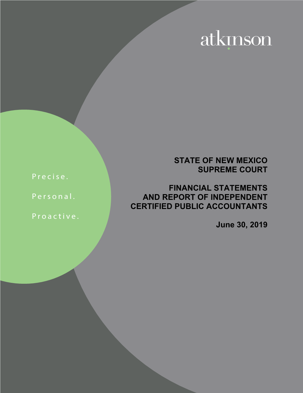 State of New Mexico Supreme Court Financial Statements