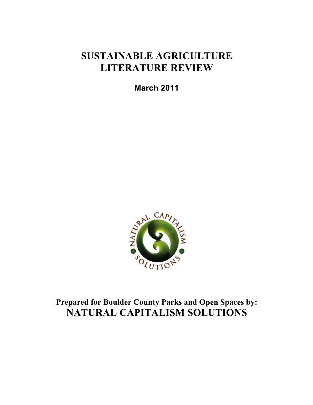 Sustainable Agriculture Literature Review