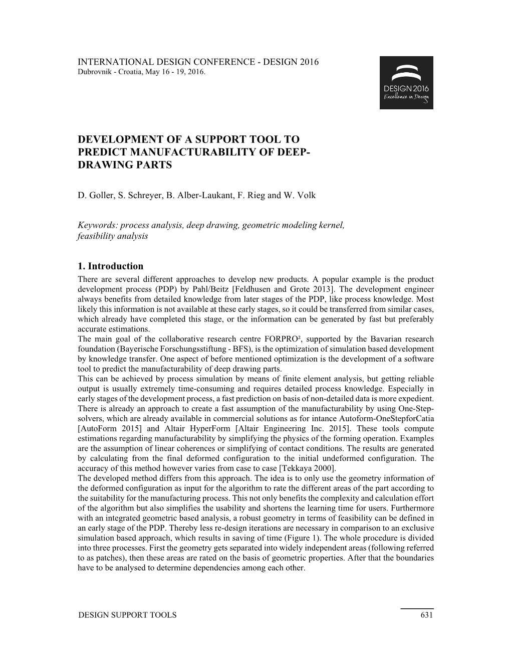 Development of a Support Tool to Predict Manufacturability of Deep- Drawing Parts