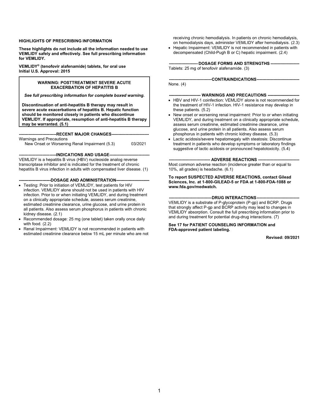 VEMLIDY. Tenofovir Alafenamide