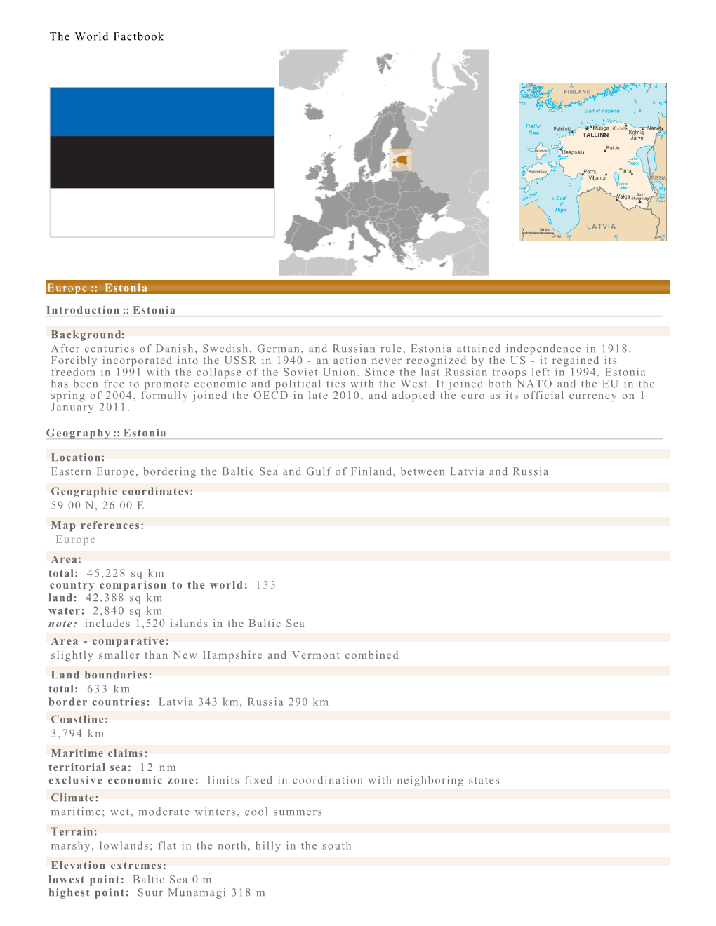The World Factbook Europe :: Estonia Introduction :: Estonia Background