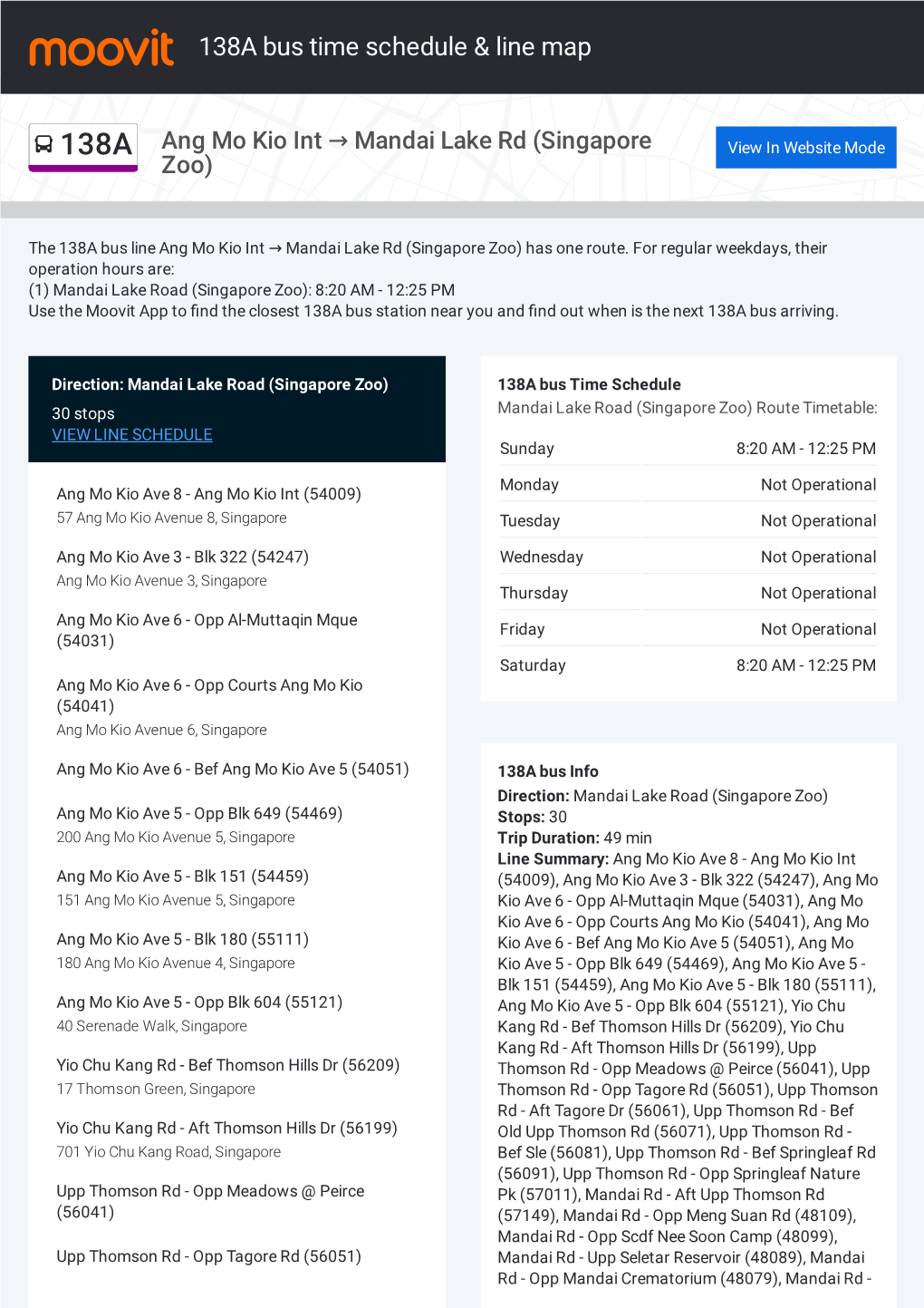 138A Bus Time Schedule & Line Route