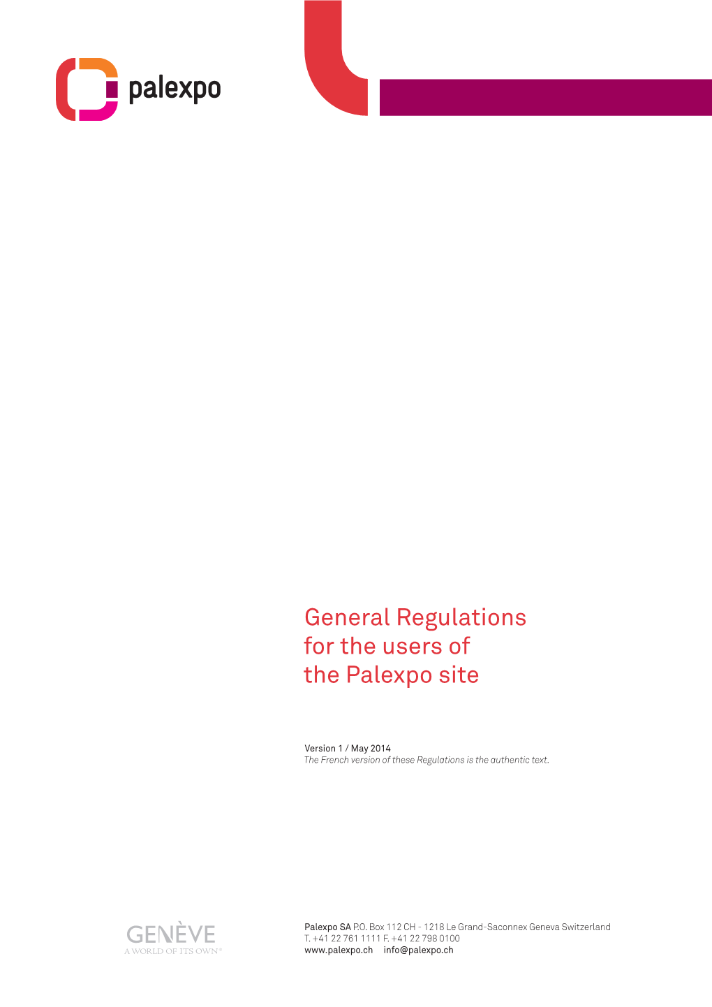 General Regulations for the Users of the Palexpo Site