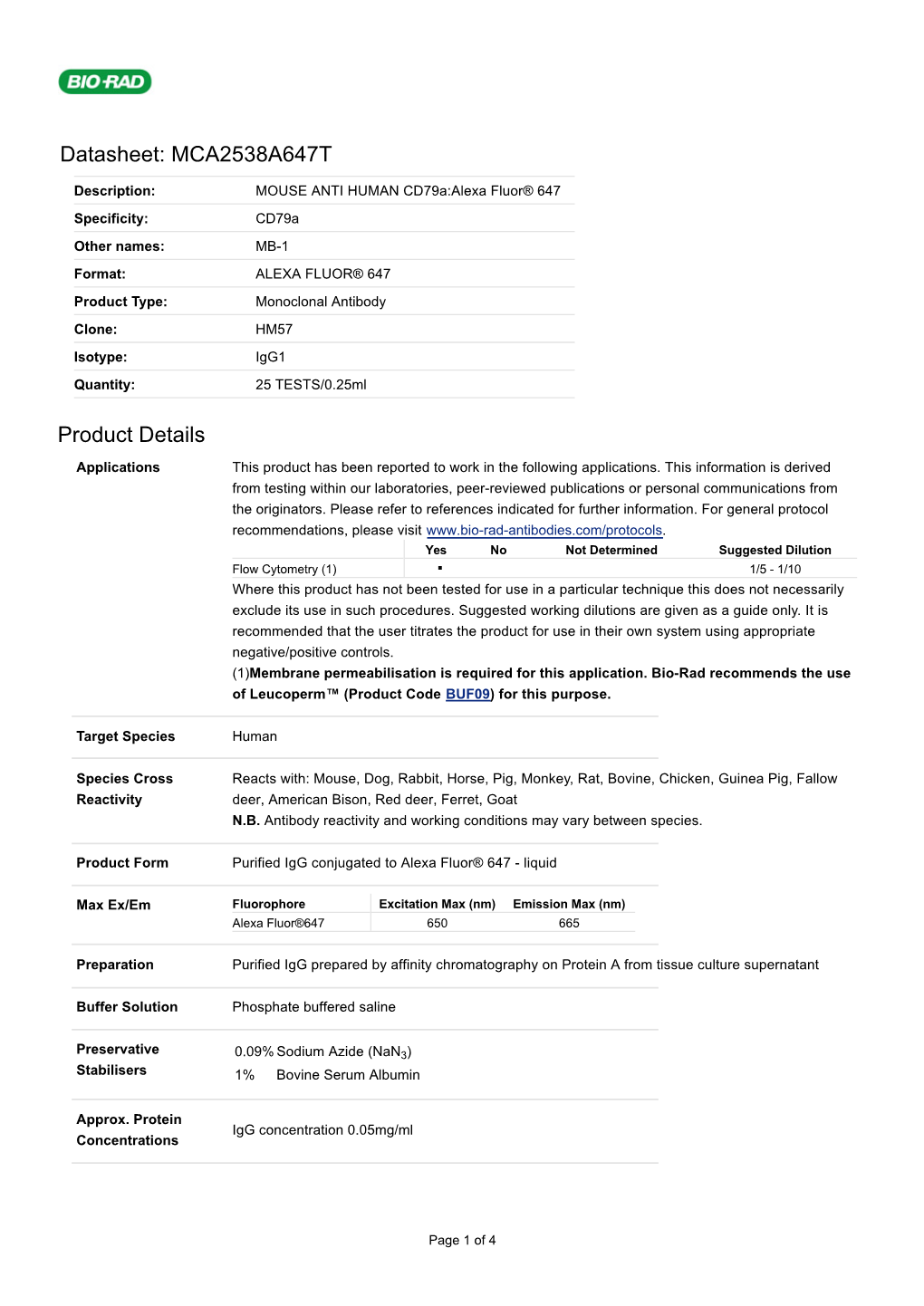 Datasheet: MCA2538A647T Product Details