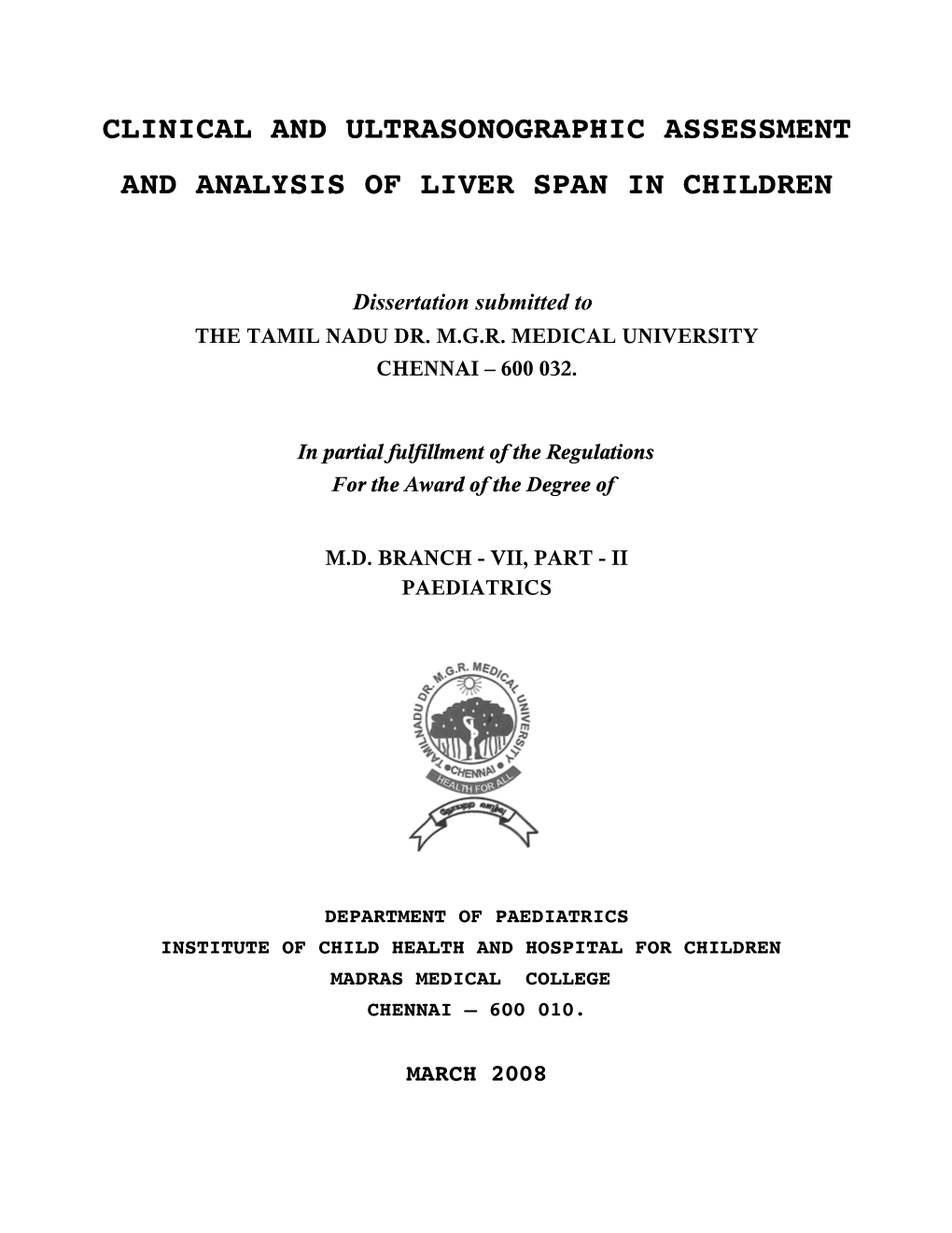 Clinical and Ultrasonographic Assessment and Analysis of Liver Span in Children