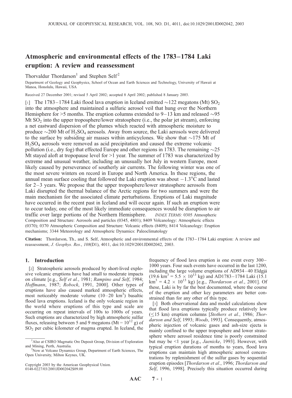 Atmospheric and Environmental Effects of the 1783–1784 Laki Eruption: a Review and Reassessment