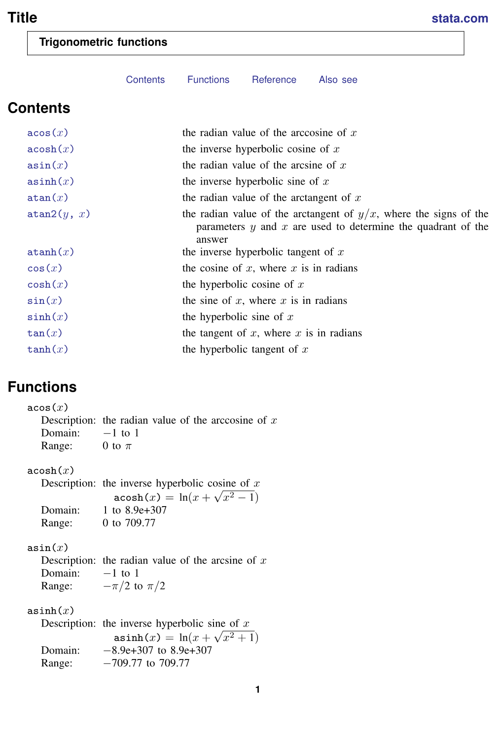 Trigonometric Functions