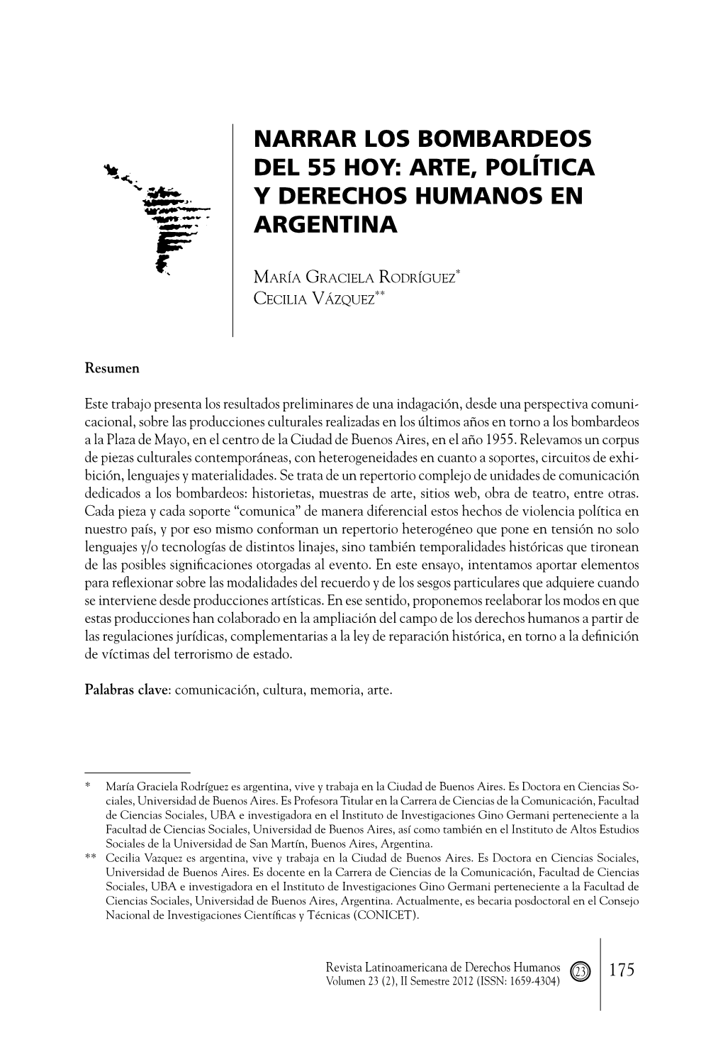 Narrar Los Bombardeos Del 55 Hoy: Arte, Política Y Derechos Humanos En Argentina