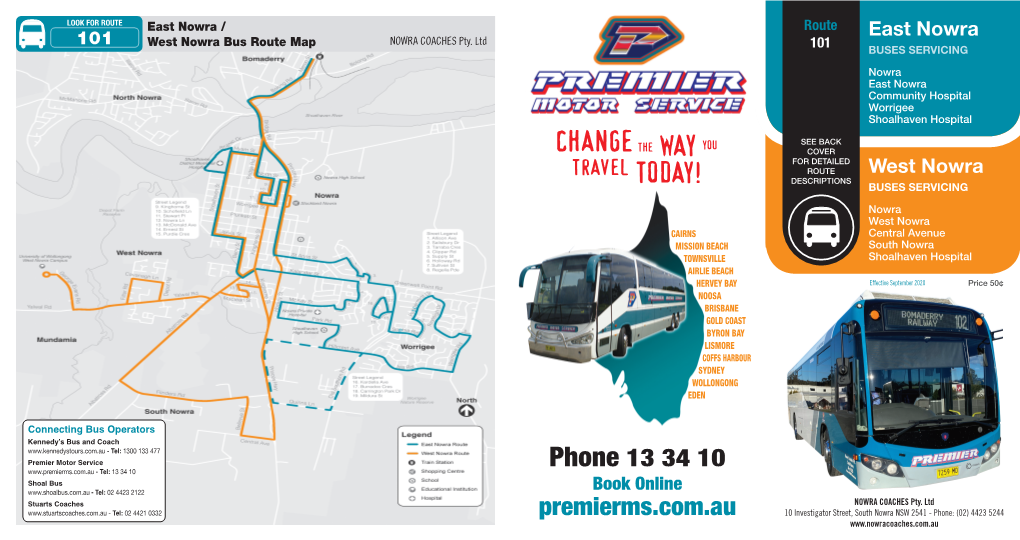 101 West Nowra Bus Route Map NOWRA COACHES Pty