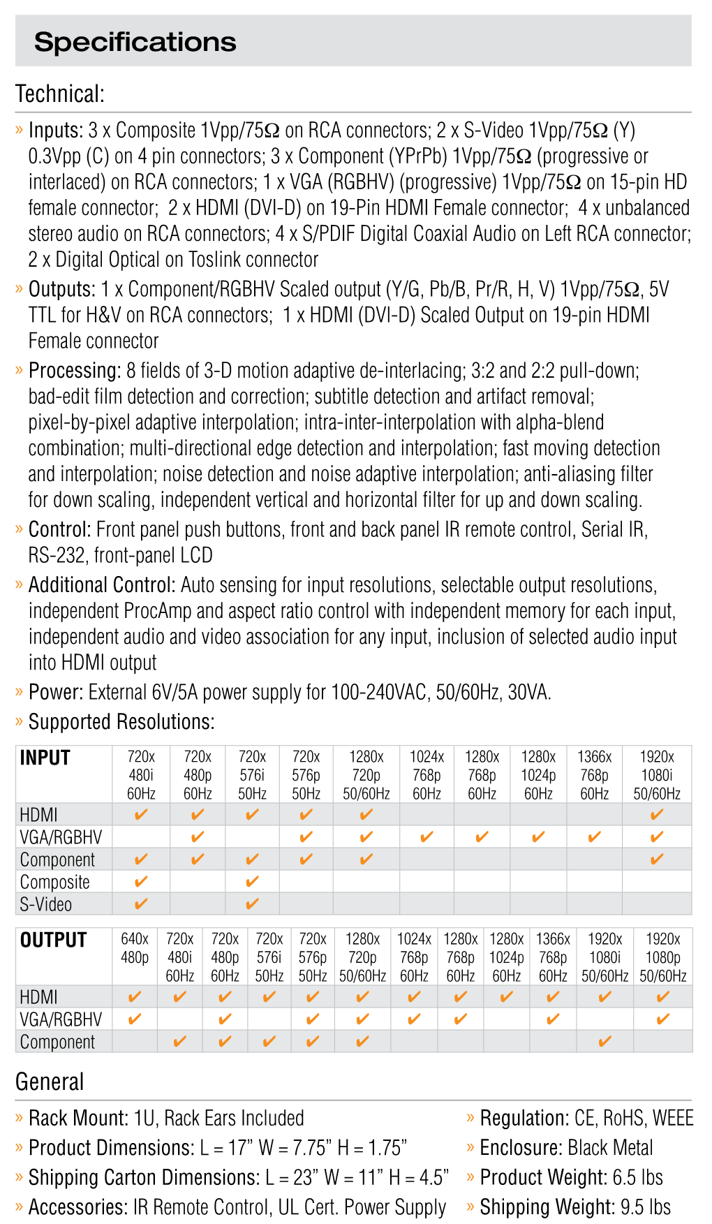 Specifications