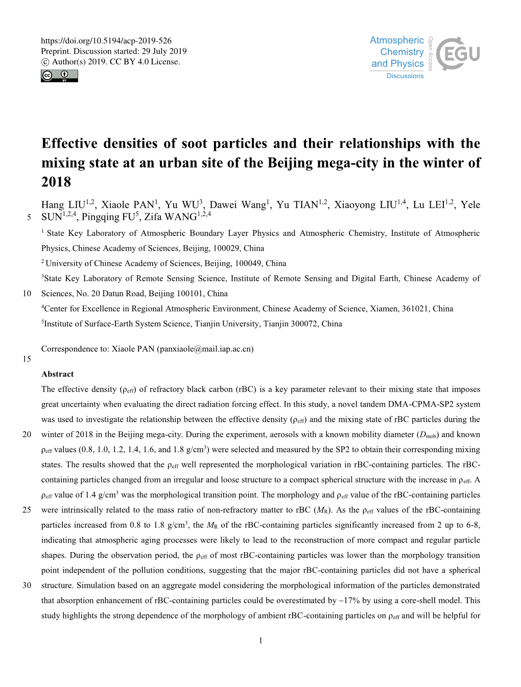 Effective Densities of Soot Particles and Their Relationships with The