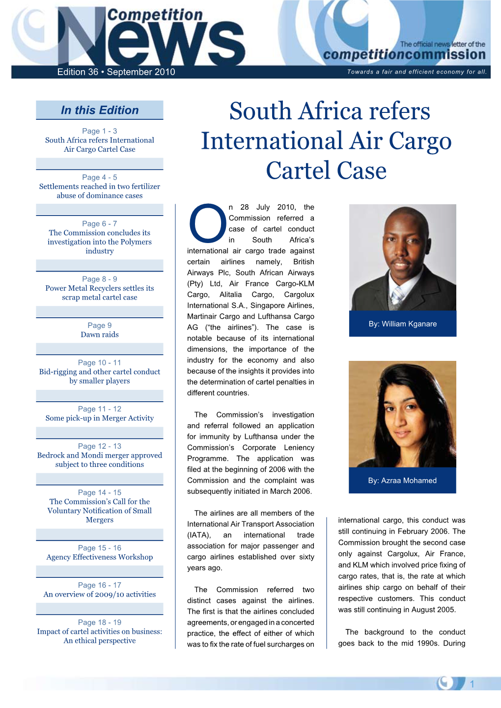 South Africa Refers International Air Cargo Cartel Case International Air Cargo