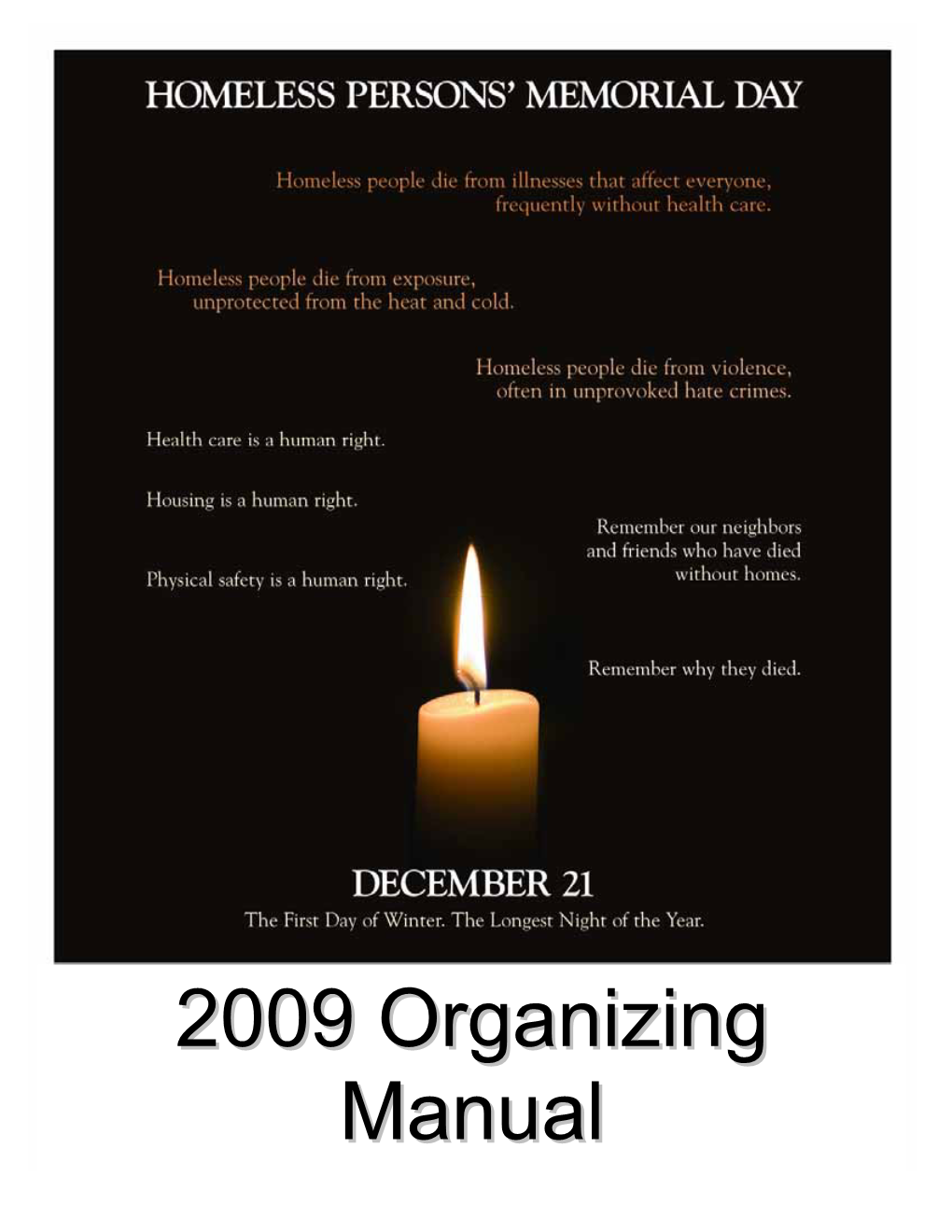 Organizing Manual National Homeless Persons' Memorial Day