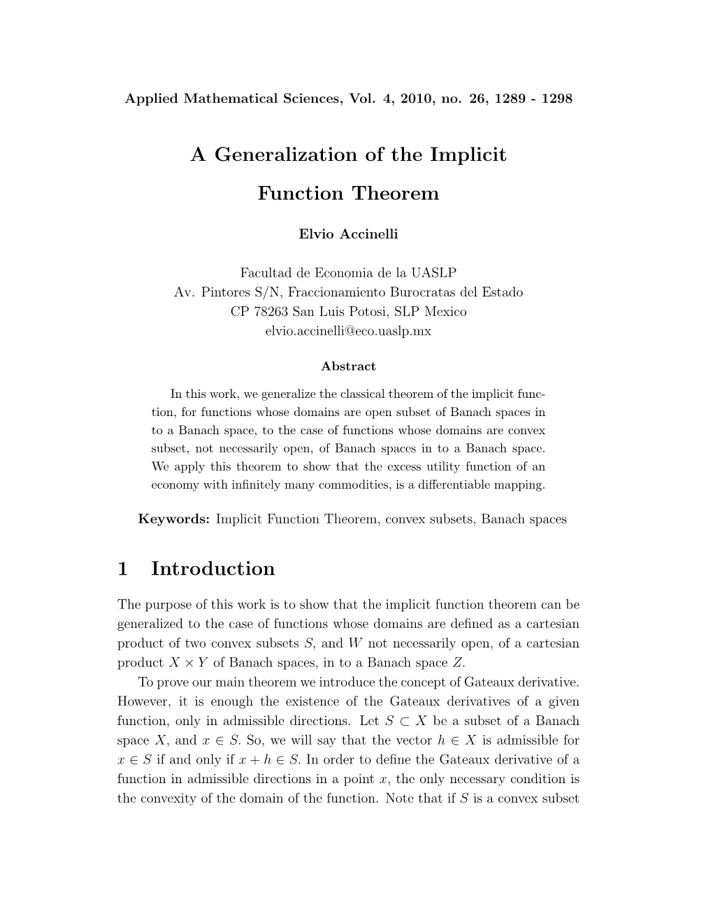 A Generalization of the Implicit Function Theorem