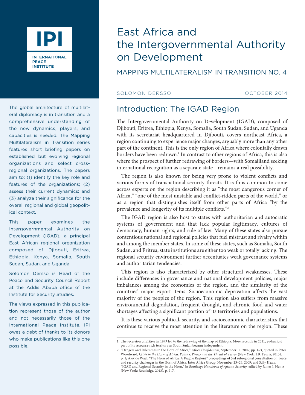 East Africa and the Intergovernmental Authority on Development