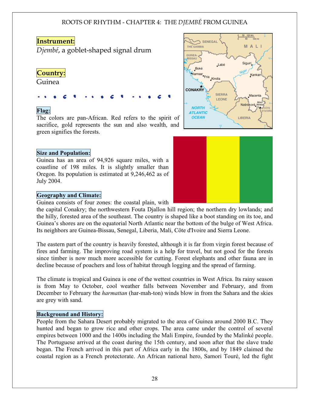 Instrument: Djembé, a Goblet-Shaped Signal Drum Country: Guinea