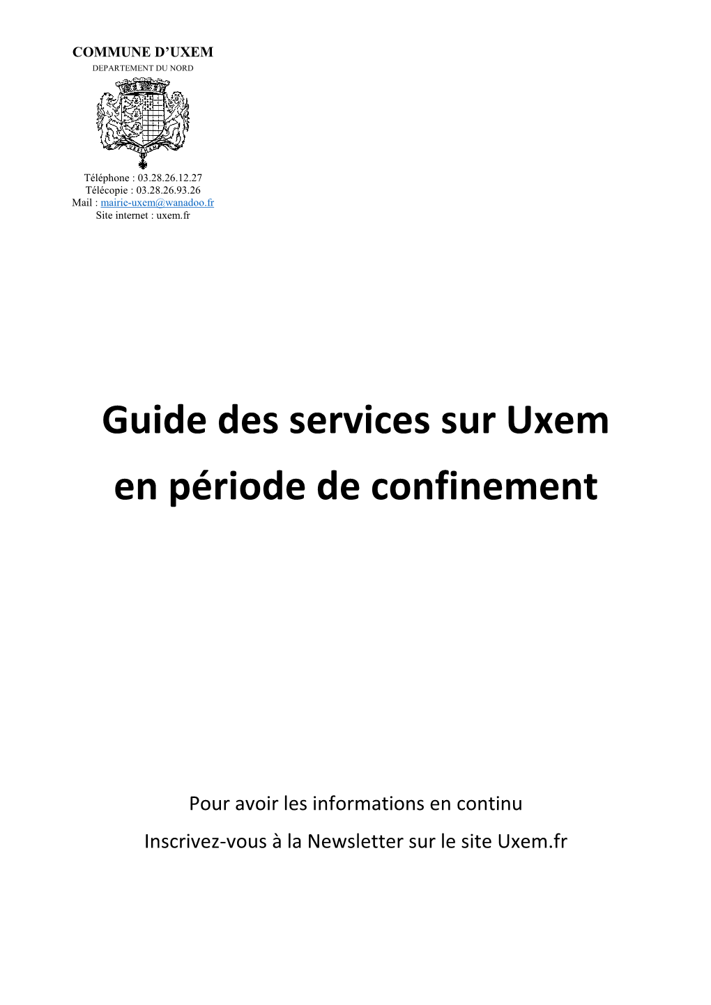 Guide Des Services Sur Uxem En Période De Confinement