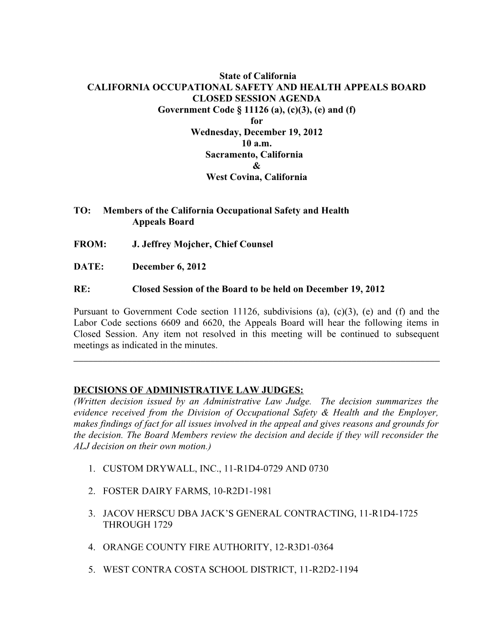 California Occupational Safety & Health Appeals Board s6