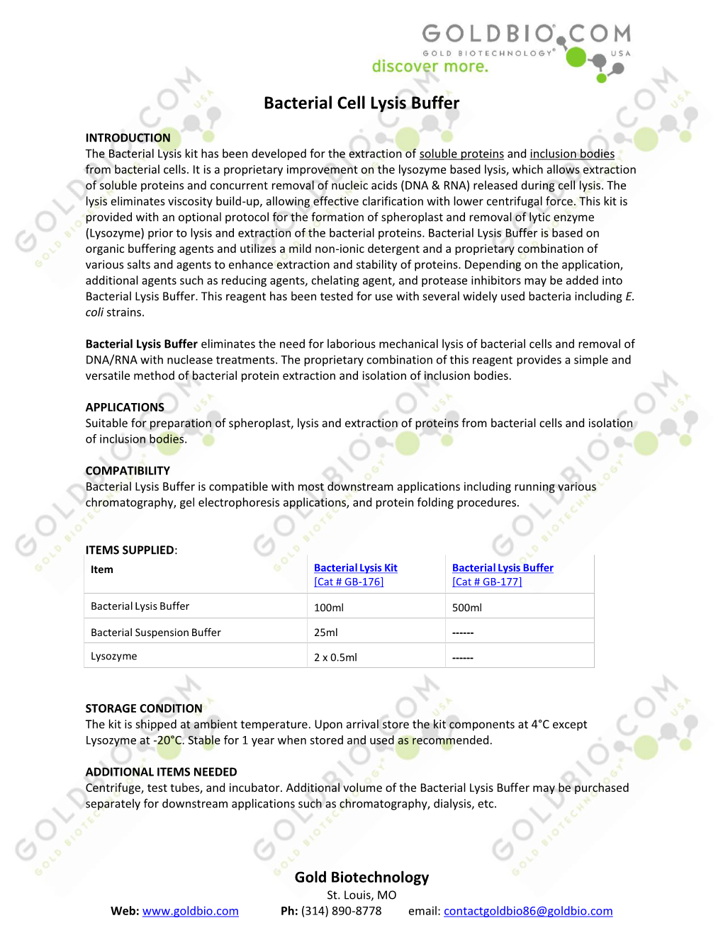 Bacterial Cell Lysis Buffer