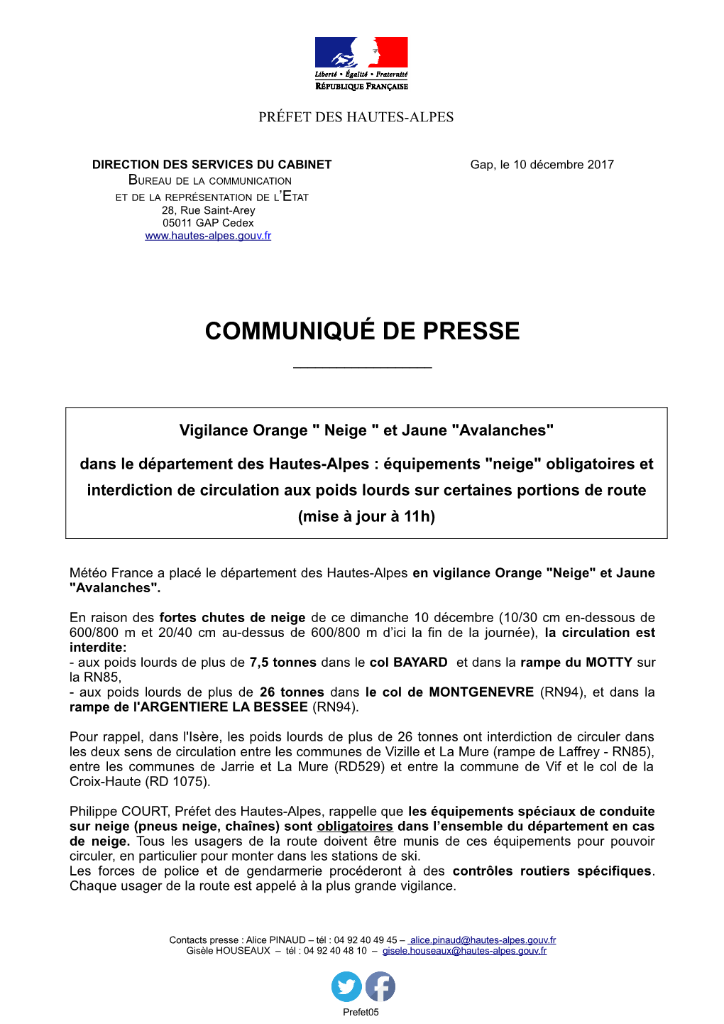 Communiqué De Presse ______