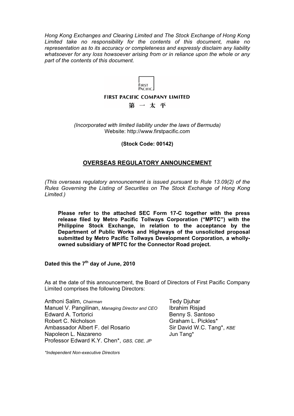 First Philippine Infrastructure, Inc.) Exact Name of Issuer As Specified in Its Charter