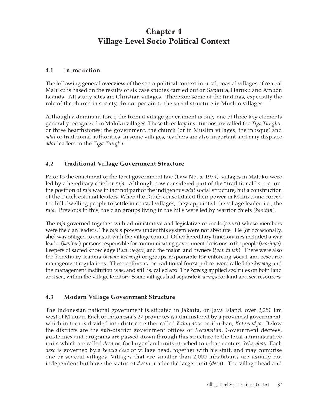 Chapter 4 Village Level Socio-Political Context