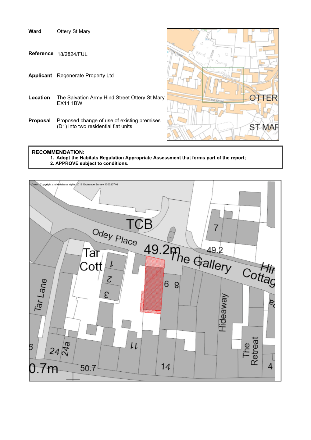 Ward Ottery St Mary Reference 18/2824/FUL Applicant Regenerate