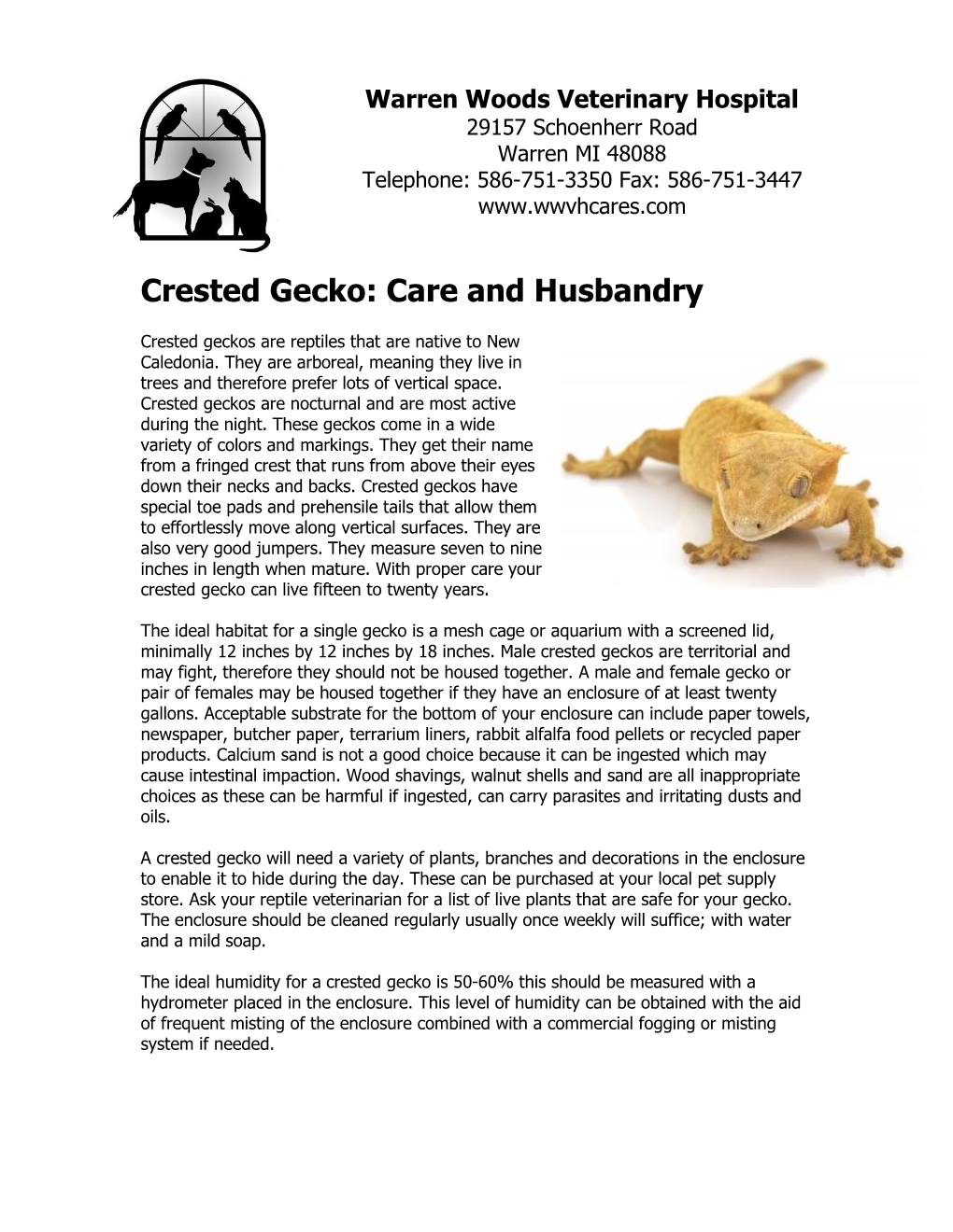 Crested Gecko: Care and Husbandry