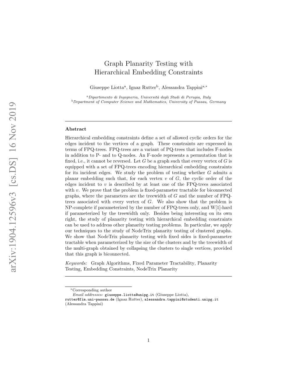 Graph Planarity Testing with Hierarchical Embedding Constraints