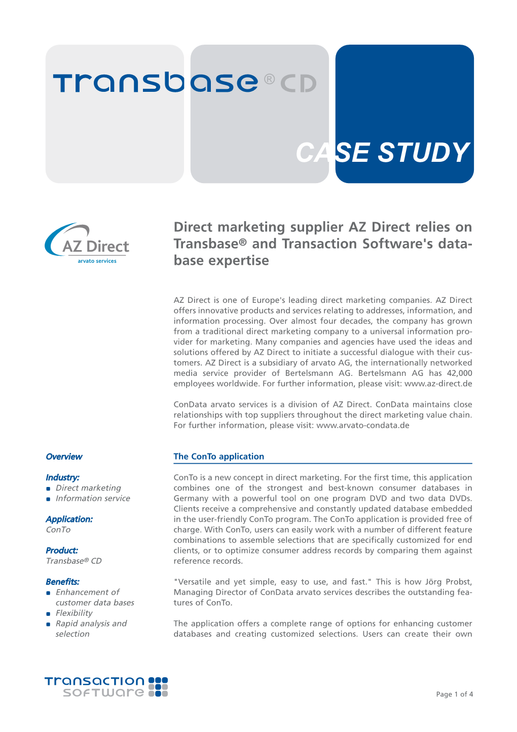 Case Study Transbase CD Customer AZ Direct Adress Data