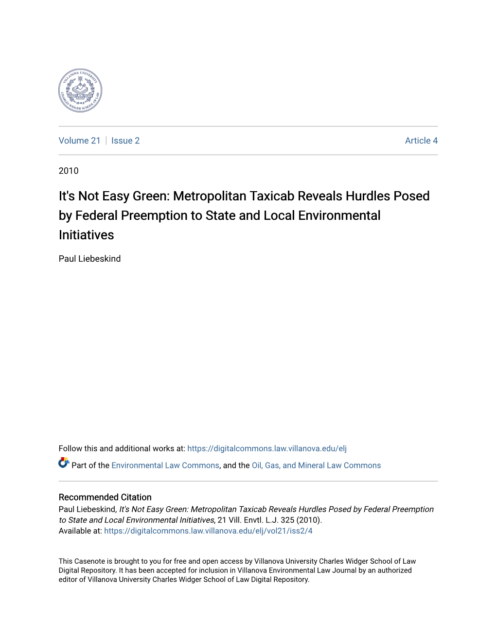 Metropolitan Taxicab Reveals Hurdles Posed by Federal Preemption to State and Local Environmental Initiatives