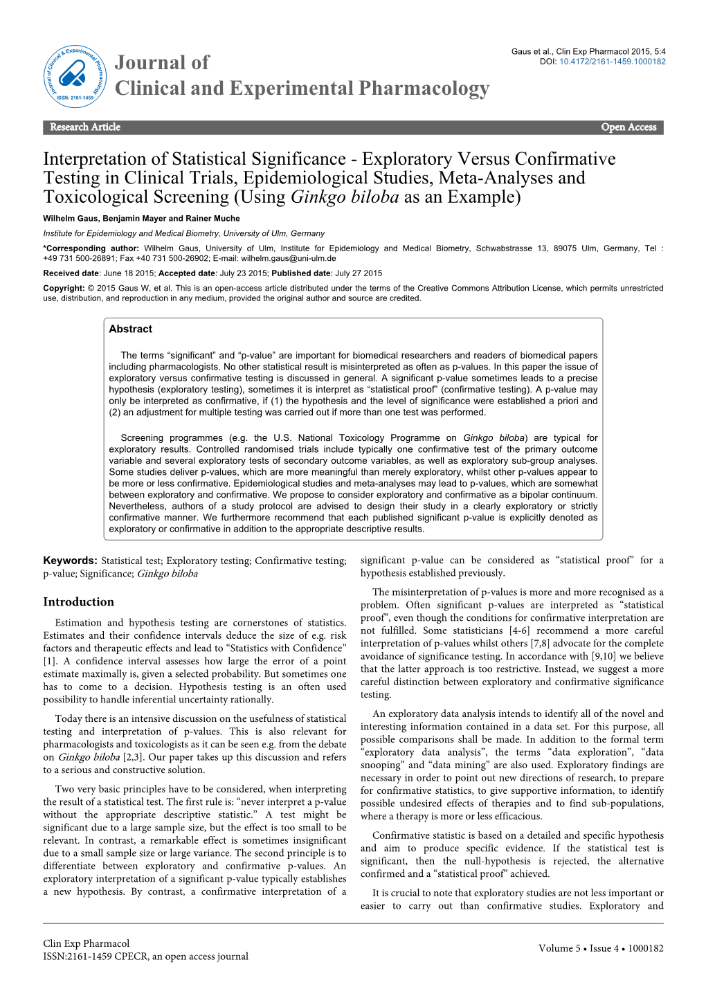 Exploratory Versus Confirmative Testing in Clinical Trials