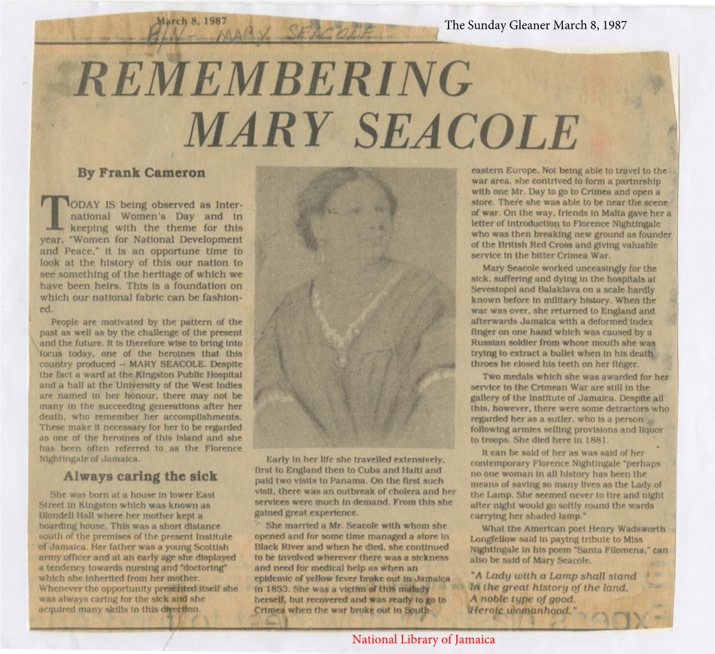 Remembering Mary Seacole