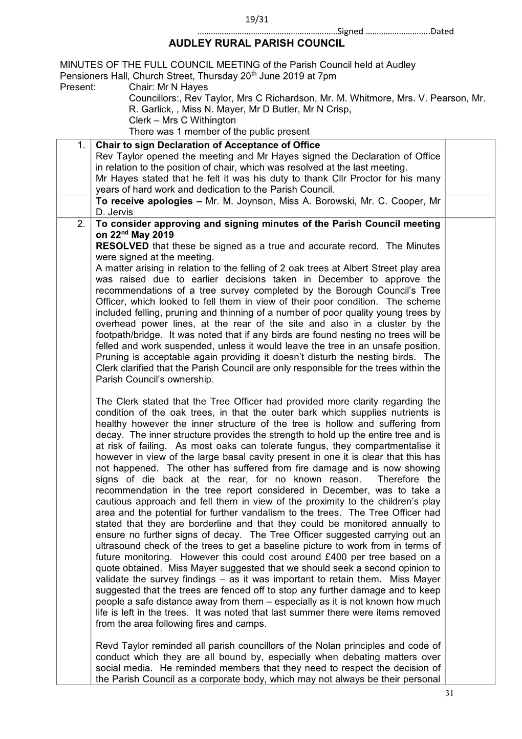 Audley Rural Parish Council